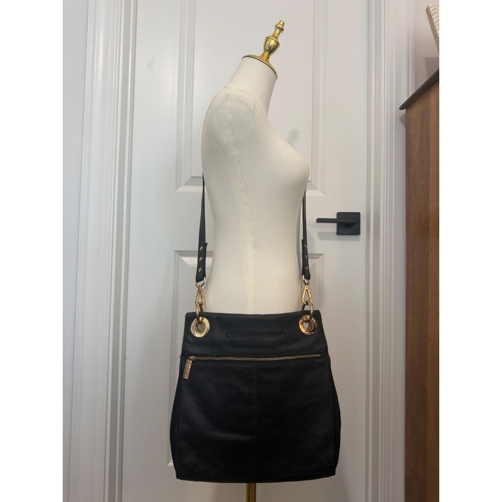 Hammitt Montana Crossbody Bag Women OS Black Good Leather Gold Grommet Rivet - Picture 4 of 7